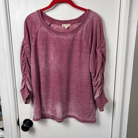 Jane and Delaney Rose Pink Ruched Sleeve Thermal Ombré Tie Dye Top Medium - Picture 5 of 10